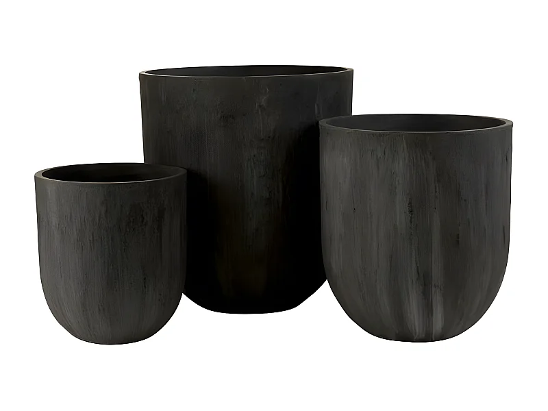 Lot de 3 Vases Ronds Design "Zera" 61cm Noir