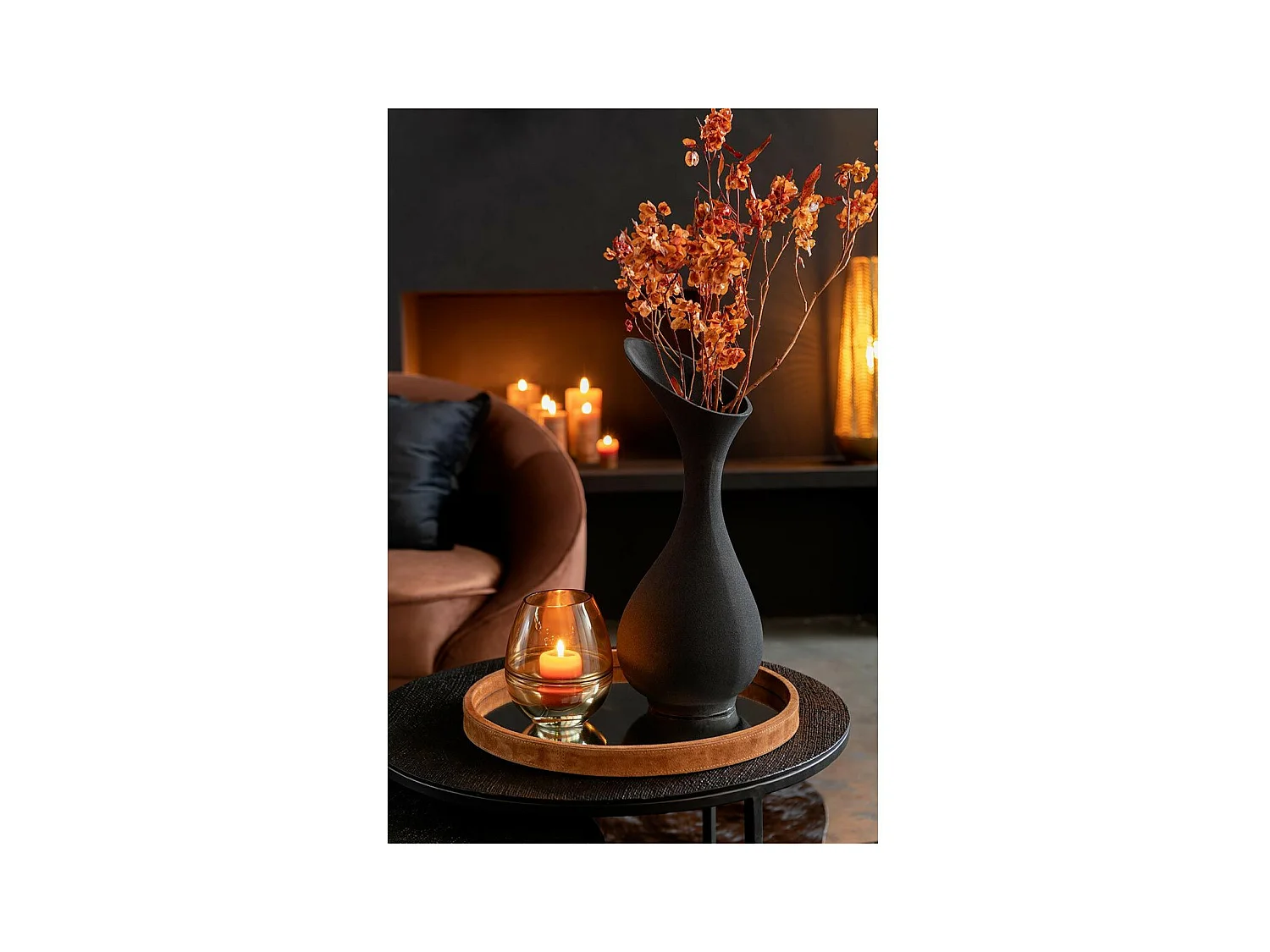 Vase Design en Aluminium "Olivia" 60cm Noir