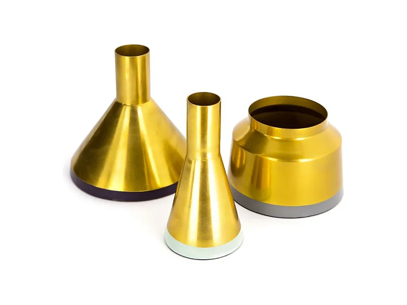 Lot de 3 Vases Déco "Culture" 16cm Violet & Or