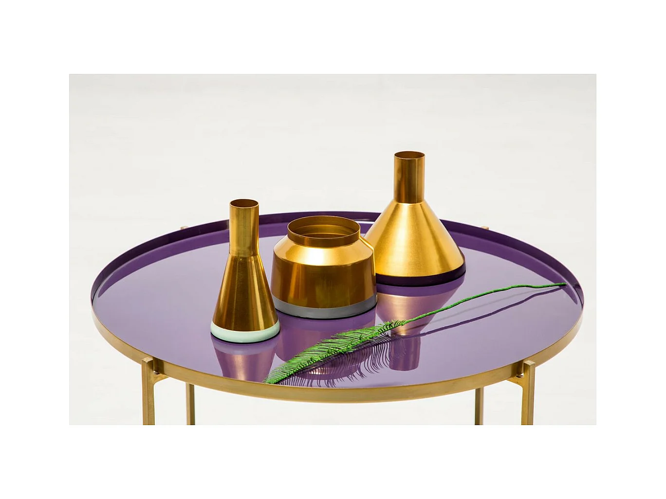 Lot de 3 Vases Déco "Culture" 16cm Violet & Or