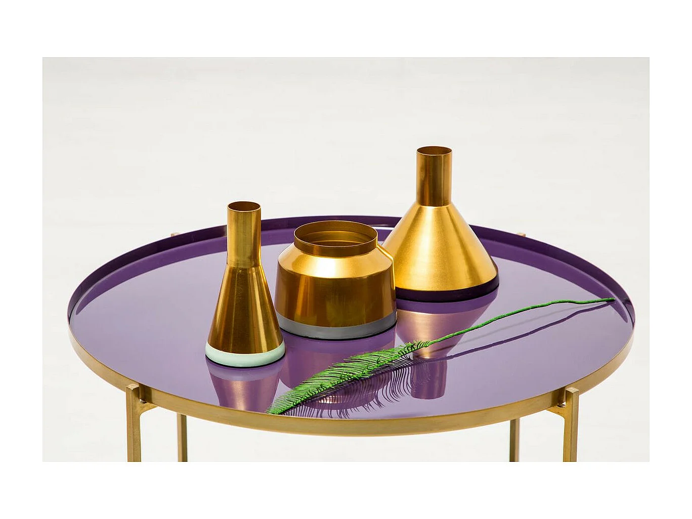 Lot de 3 Vases Déco "Culture" 16cm Violet & Or