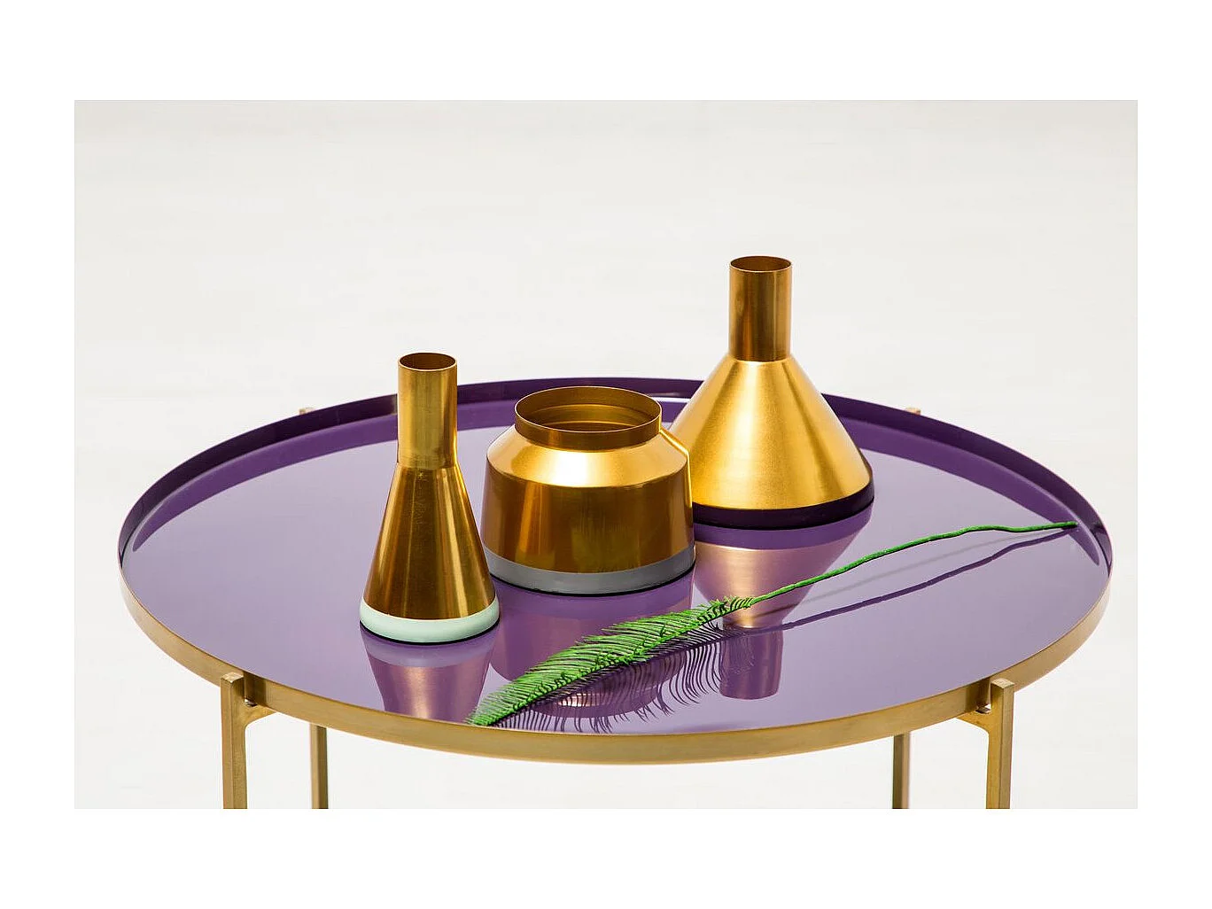 Lot de 3 Vases Déco "Culture" 16cm Violet & Or