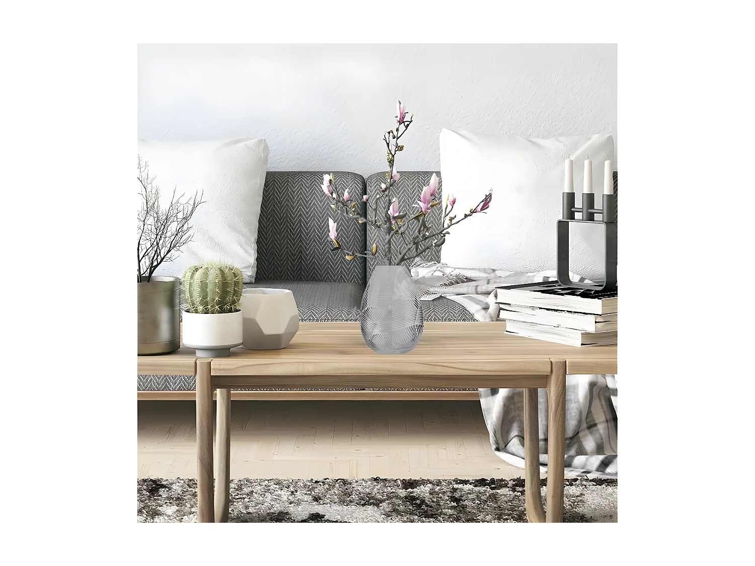 Vase Déco en Verre "Ajja" 21cm Gris