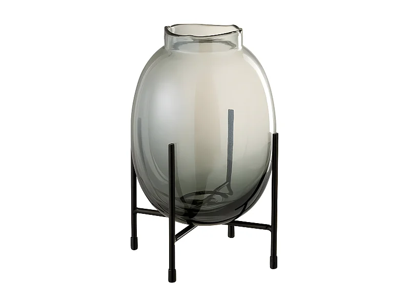 Vase sur Pied "Bord Irrégulier" 25cm Gris & Noir