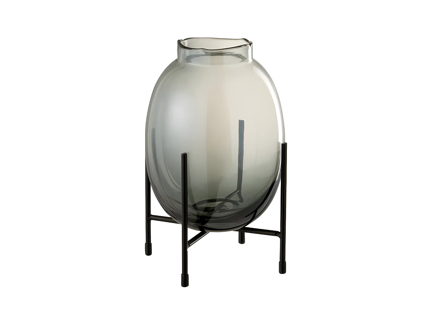 Vase sur Pied "Bord Irrégulier" 25cm Gris & Noir