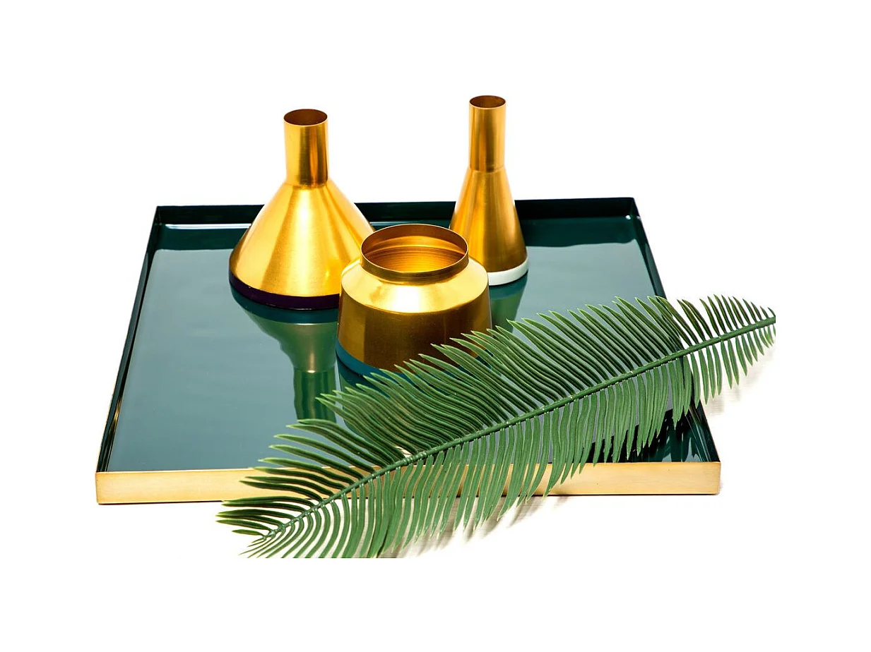 Lot de 3 Vases Déco "Culture" 16cm Bleu & Or