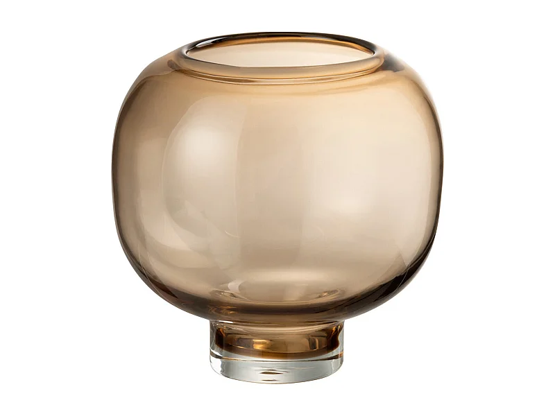 Vase Rond en Verre "Pied" 20cm Marron
