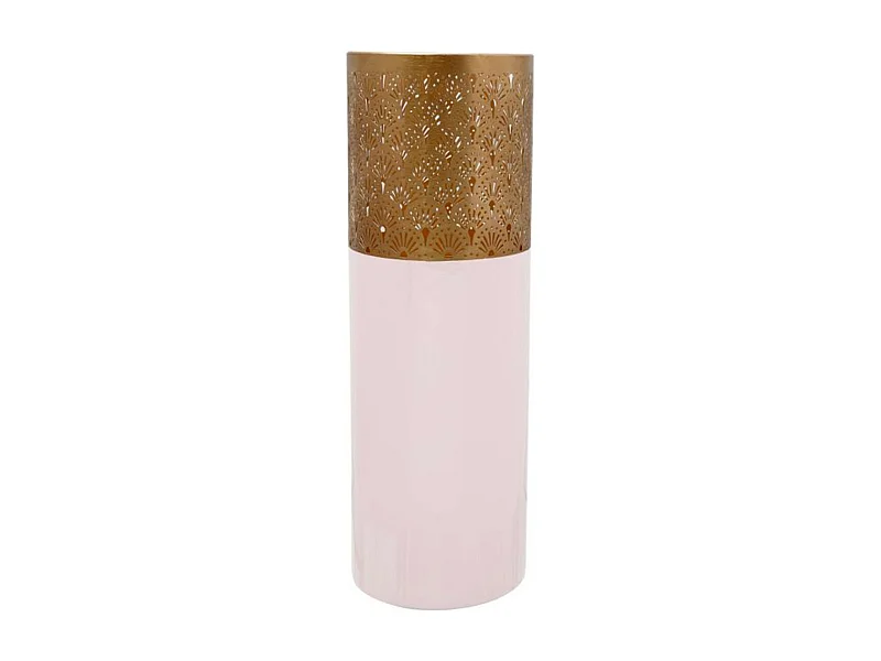 Vase Rond Design "Decoa" 60cm Rose Poudré & Or