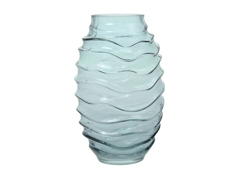 Vase Déco en Verre Soufflé "Typo" 25cm Bleu