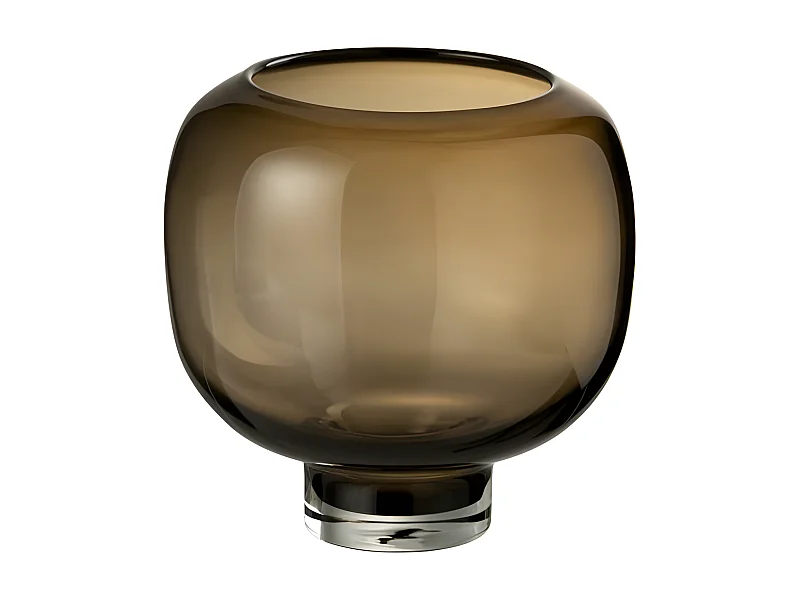 Vase Rond en Verre "Pied" 24cm Marron Foncé