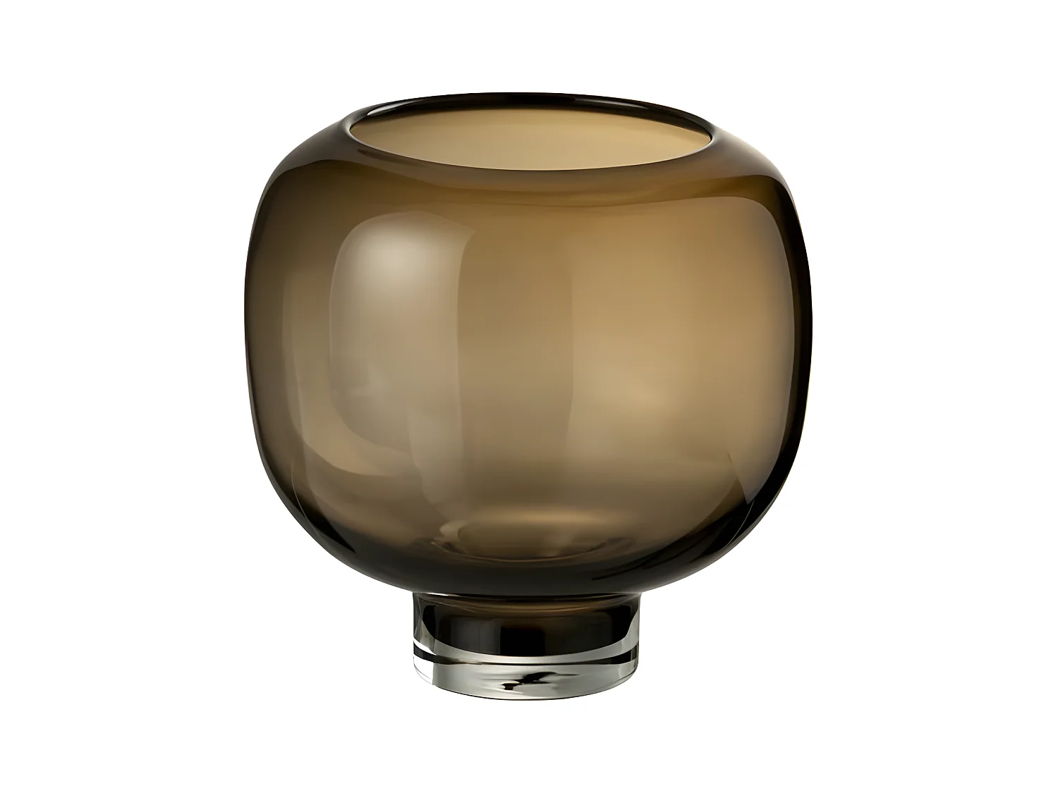 Vase Rond en Verre "Pied" 24cm Marron Foncé