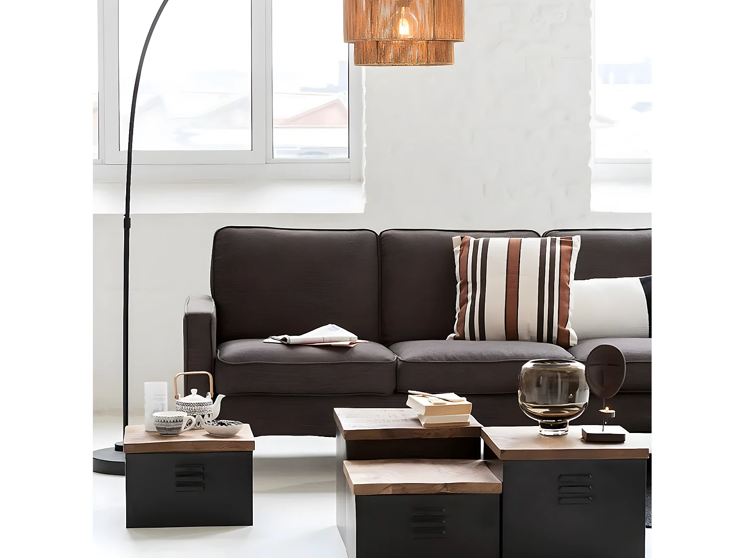 Vase Rond en Verre "Pied" 24cm Marron Foncé