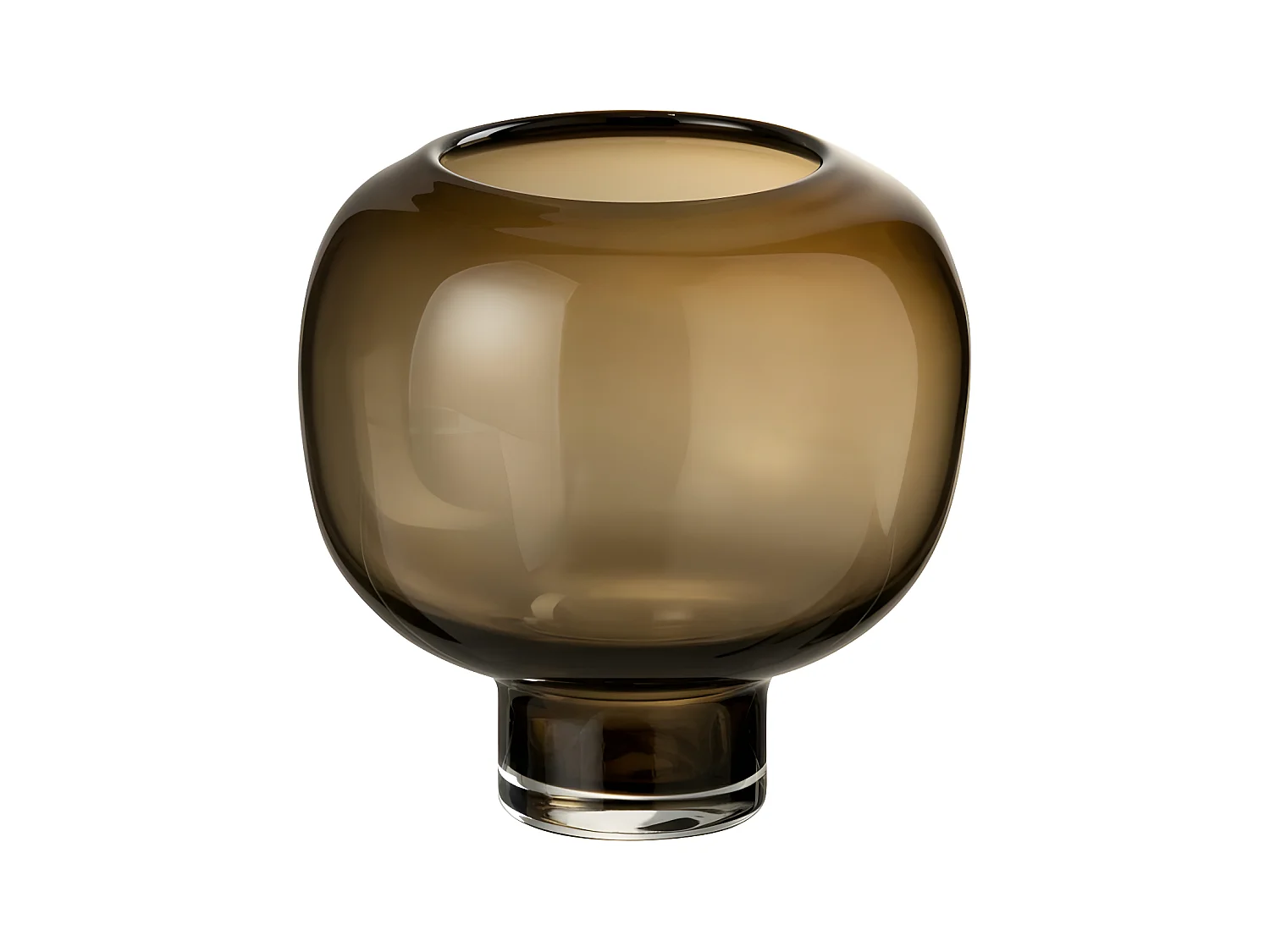 Vase Rond en Verre "Pied" 14cm Marron Foncé