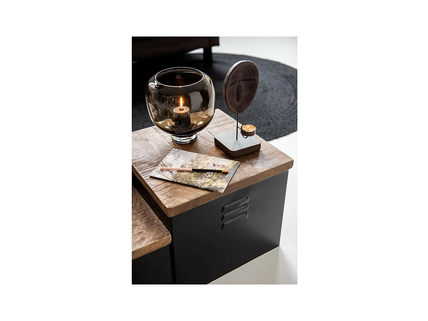 Vase Rond en Verre "Pied" 14cm Marron Foncé