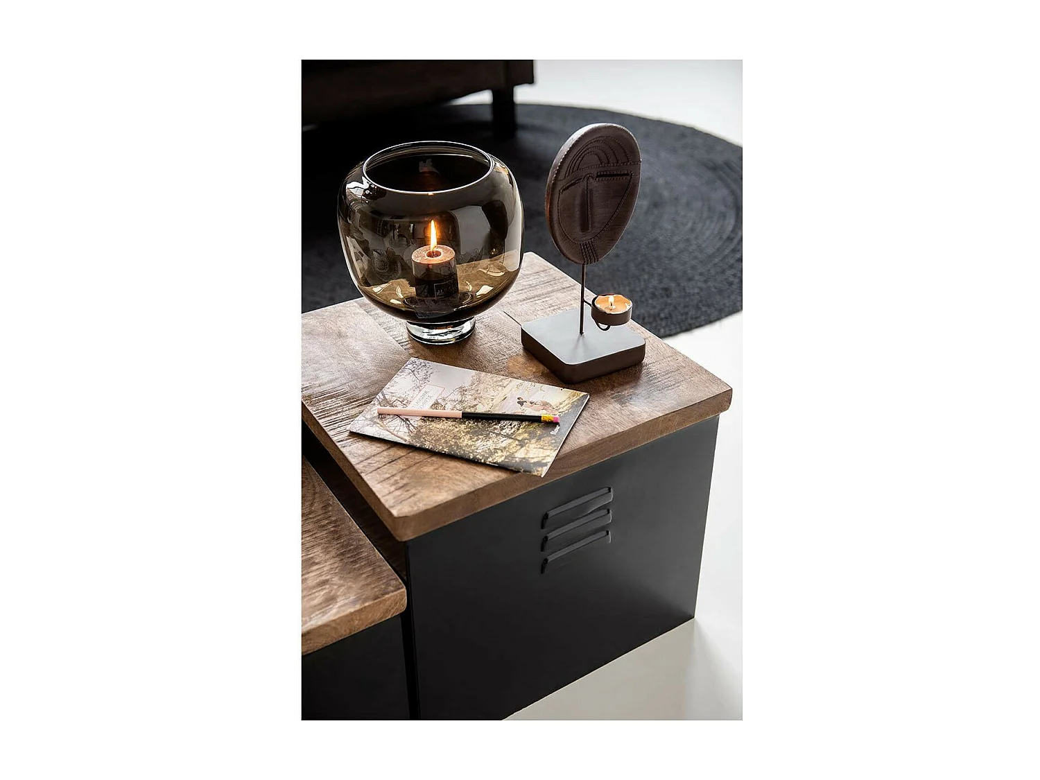 Vase Rond en Verre "Pied" 14cm Marron Foncé