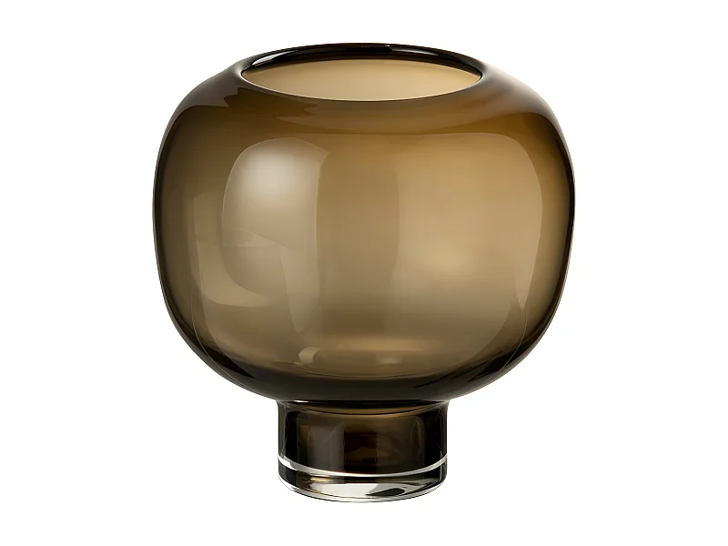 Vase Rond en Verre "Pied" 14cm Marron Foncé