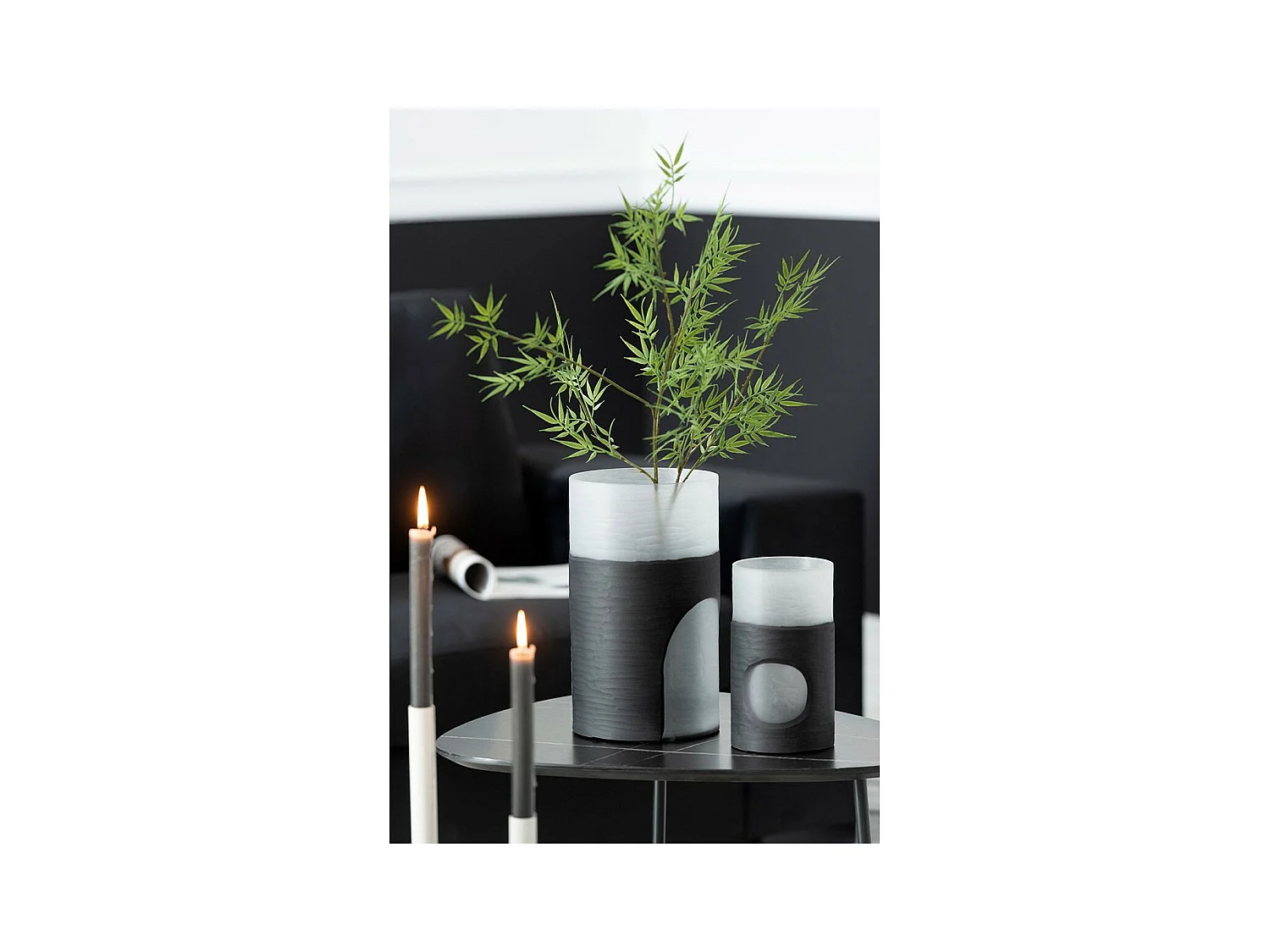 Vase Design "Circulo" 24cm Noir & Transparent