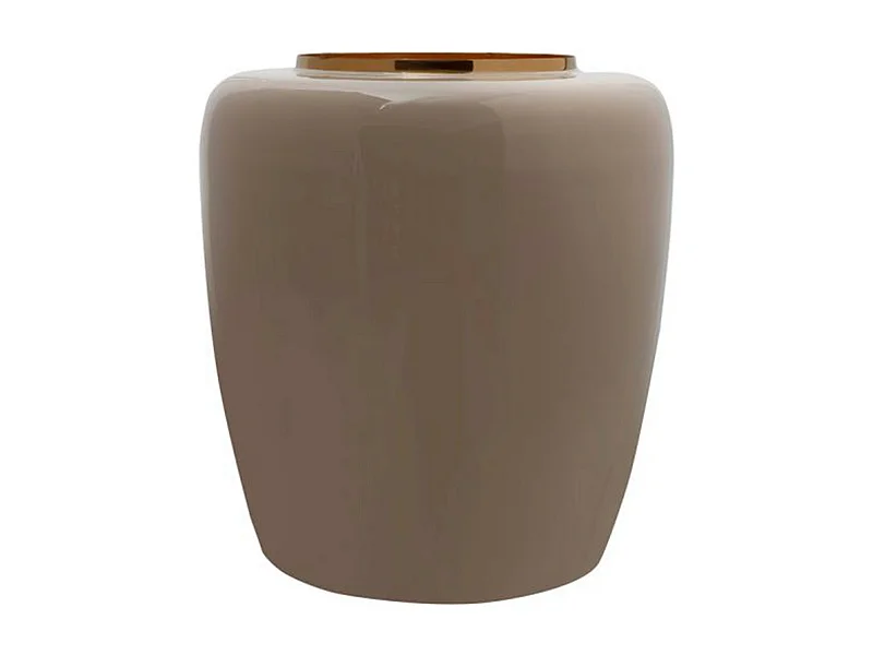 Vase Rond Design "Tribuna" 36cm Taupe & Or