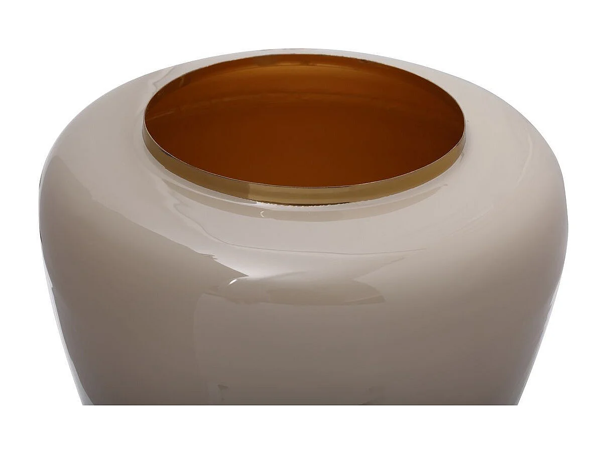 Vase Rond Design "Tribuna" 36cm Taupe & Or