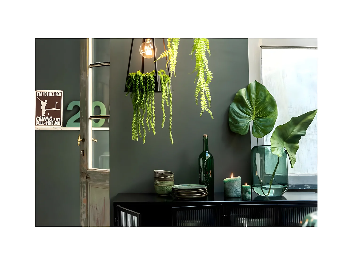 Vase Déco en Verre "Cylindre" 29cm Vert