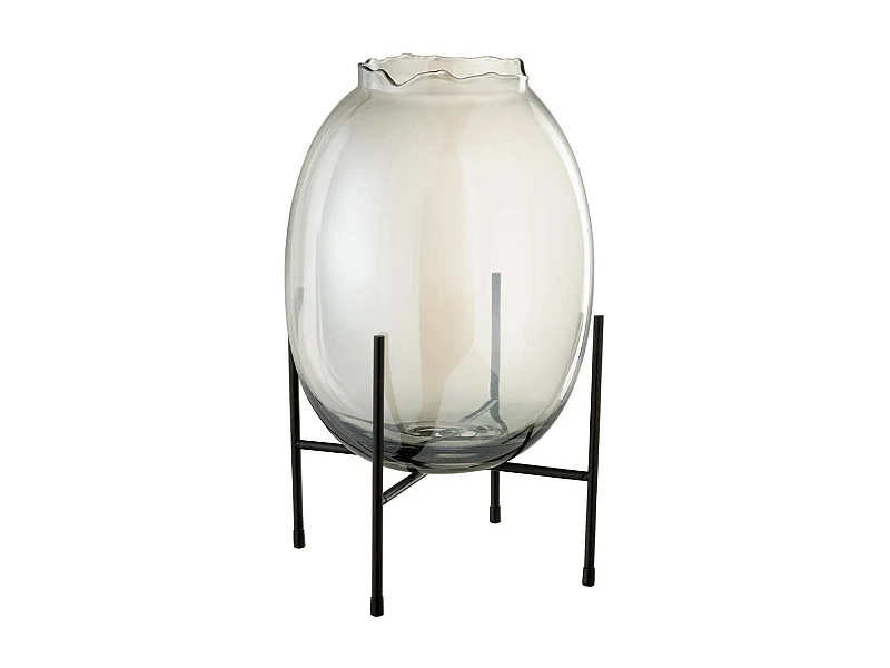 Vase sur Pied "Bord Irrégulier" 40cm Gris & Noir