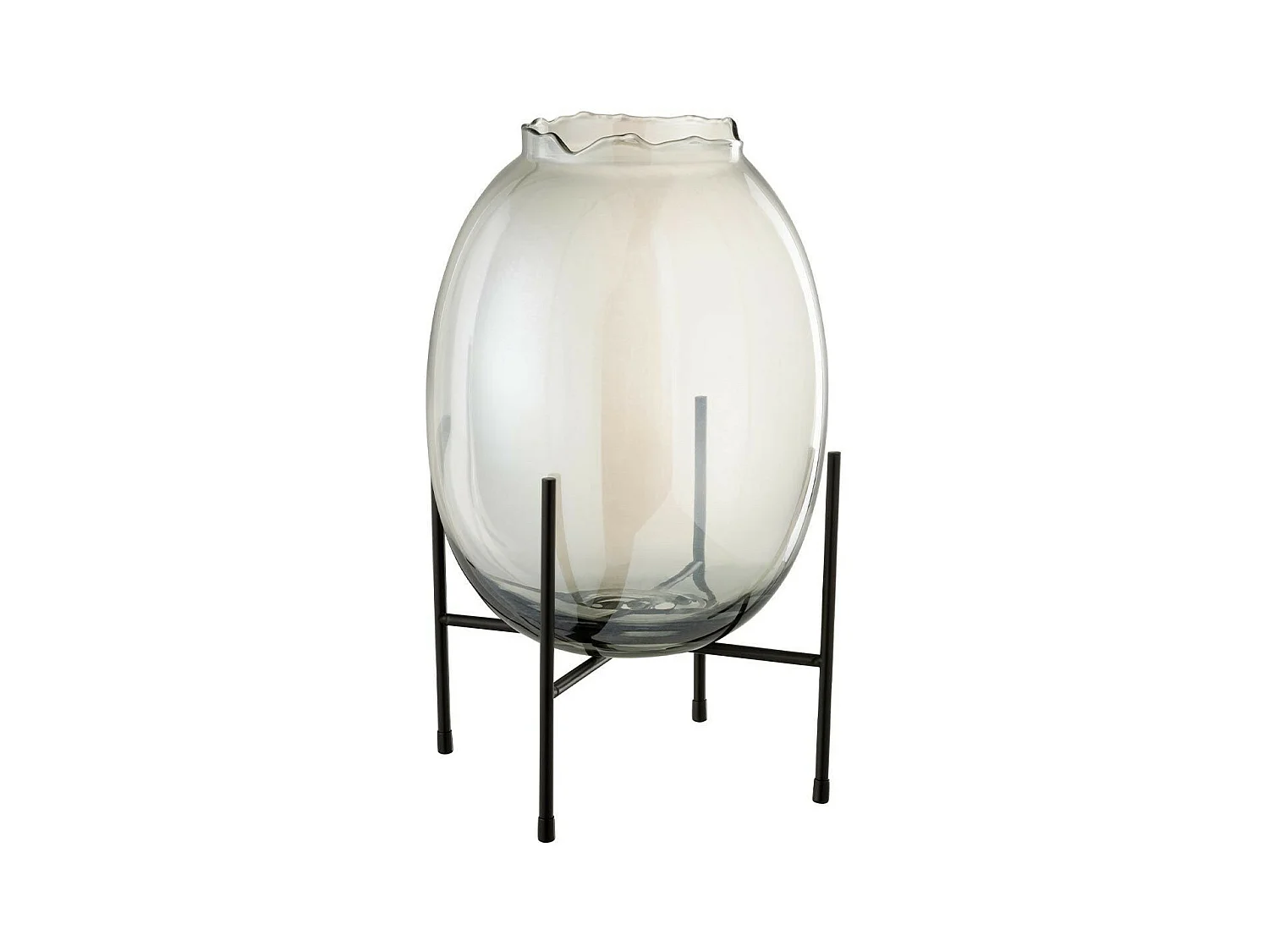 Vase sur Pied "Bord Irrégulier" 40cm Gris & Noir