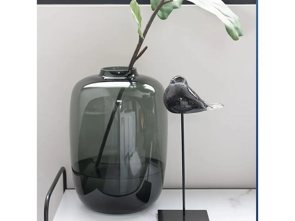 Vase Design en Verre "Cleo" 45cm Gris