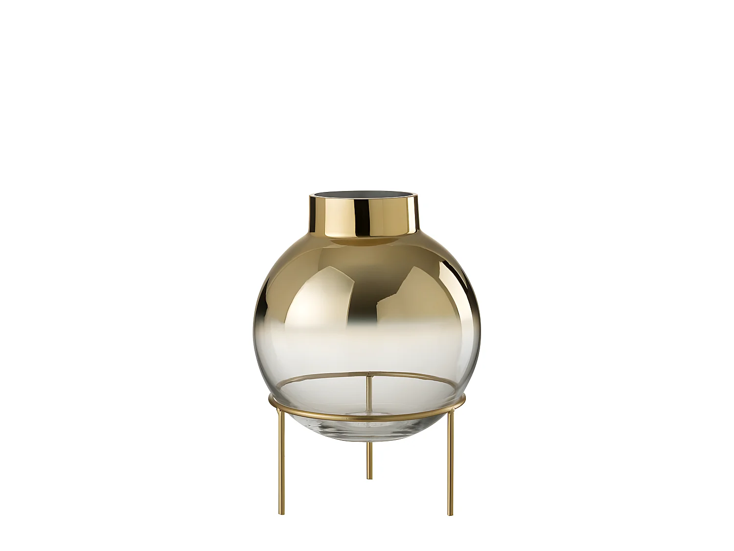 Vase Déco en Verre "Boule Sur Pied" 30cm Or