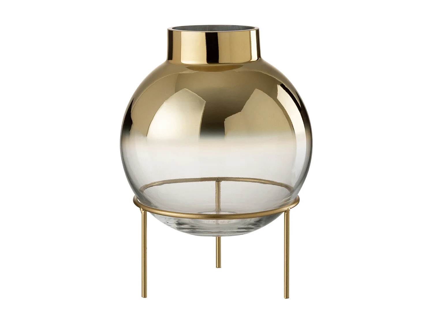 Vaso a sfera con piedini in vetro - metallo dorato 22x22x30 cm