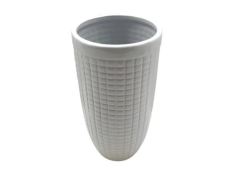 Vase Déco en Céramique "Quadri" 24cm Blanc