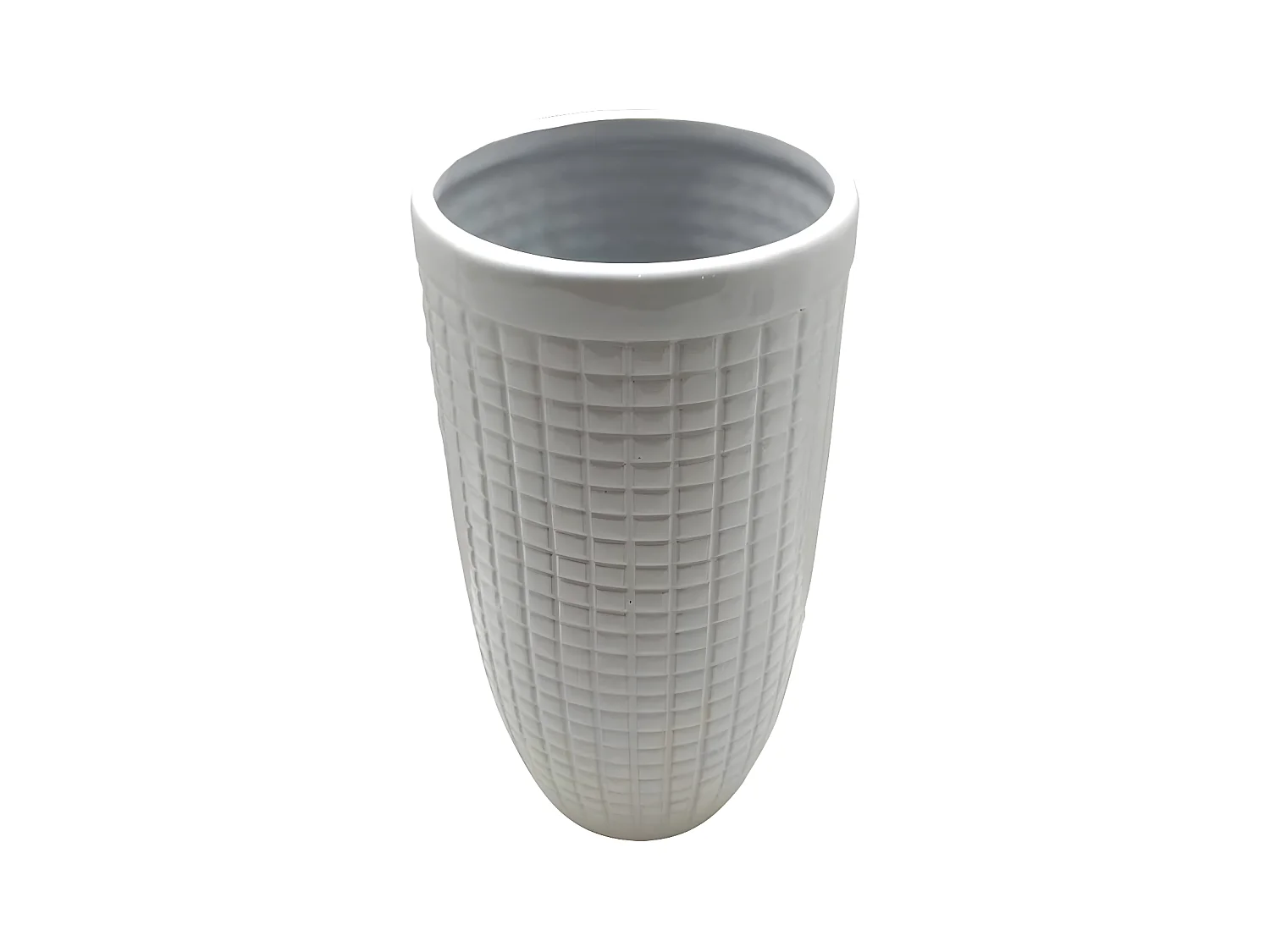 Vase Déco en Céramique "Quadri" 24cm Blanc