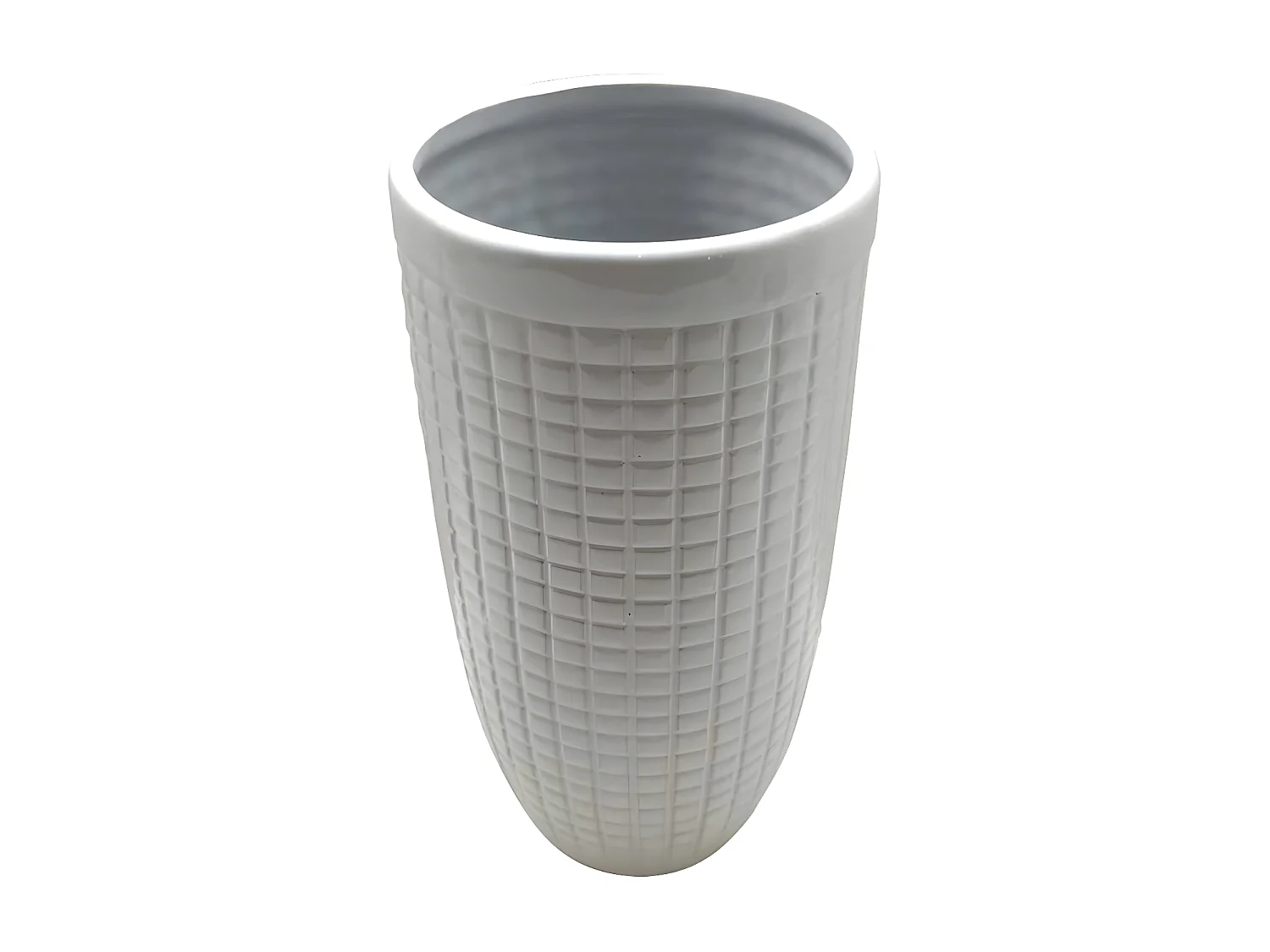 Vase Déco en Céramique "Quadri" 24cm Blanc
