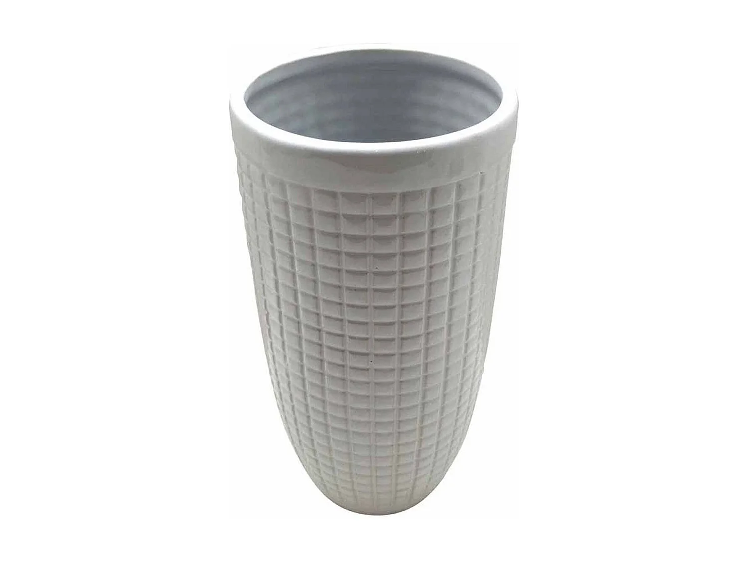 Vase Déco en Céramique "Quadri" 24cm Blanc