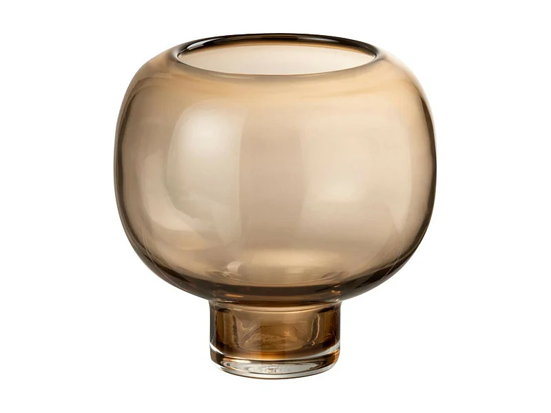 Vase Rond en Verre "Pied" 15cm Marron