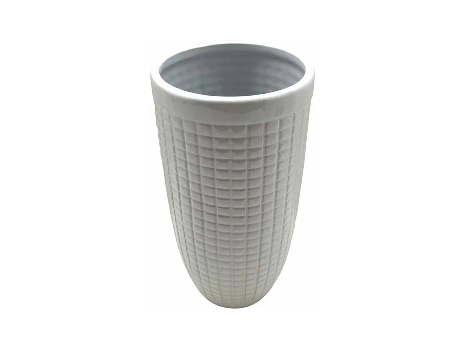 Vase Déco en Céramique "Quadri" 27cm Blanc