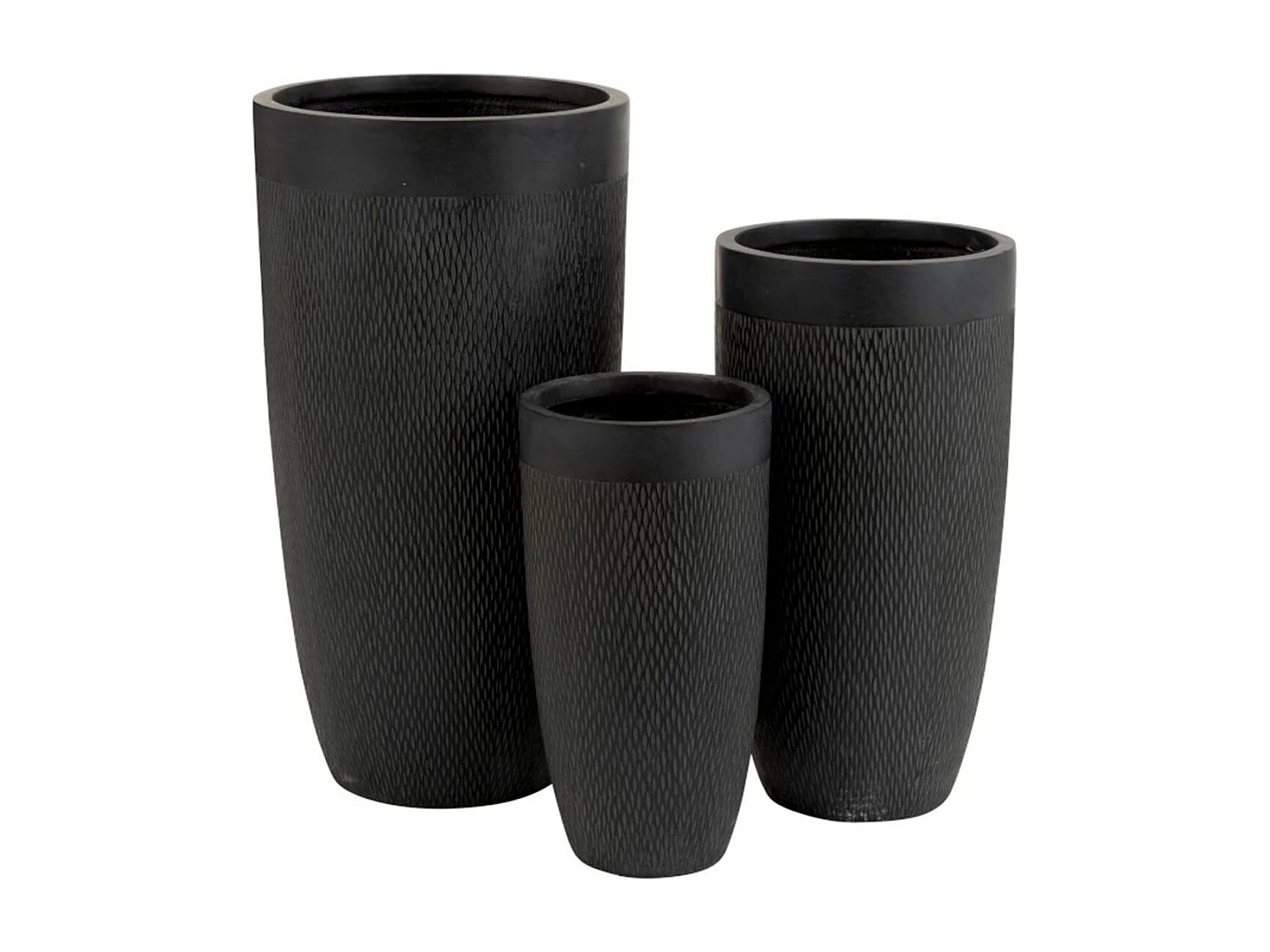 Lot de 3 Vases Ronds Design "Argile" 72cm Noir