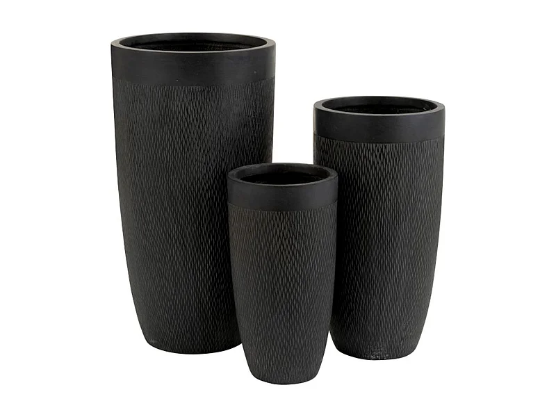 Lot de 3 Vases Ronds Design "Argile" 72cm Noir
