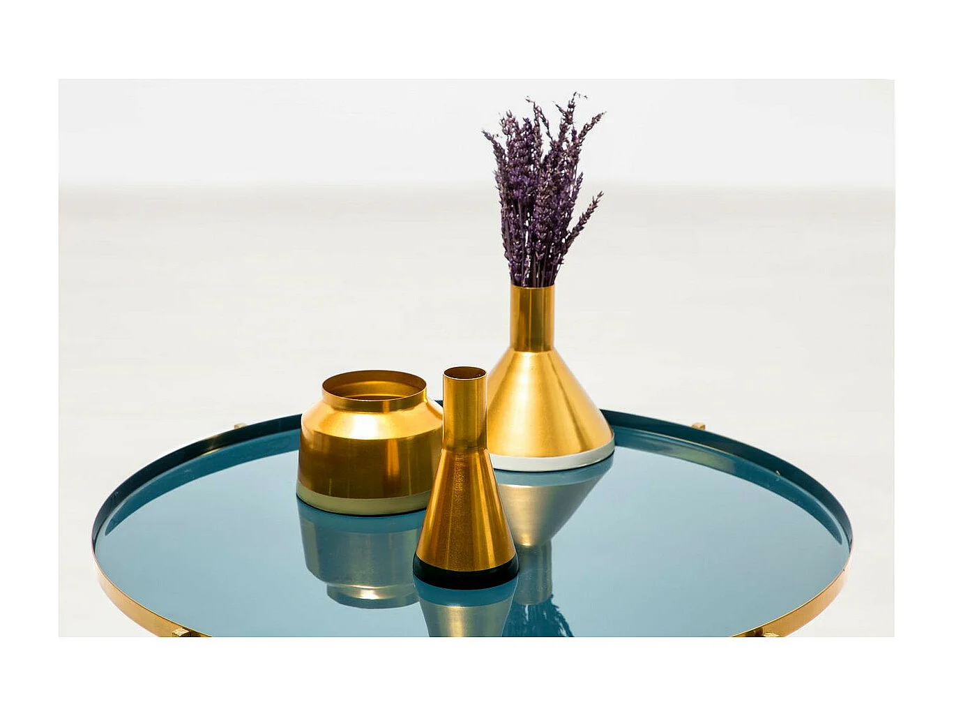 Lot de 3 Vases Déco "Culture" 16cm Gris & Or