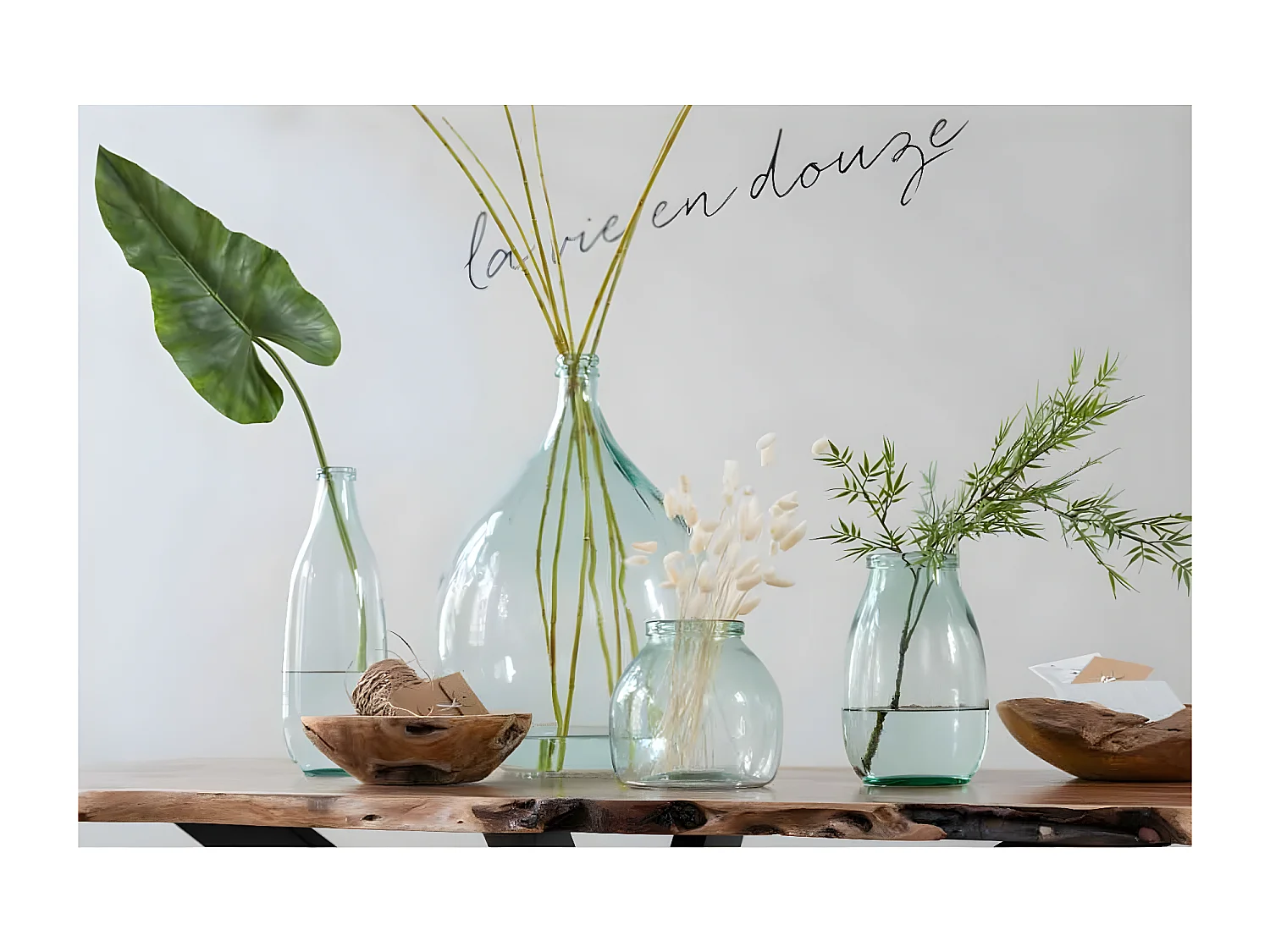 Vase Design en Verre "Bouteille" 41cm Transparent