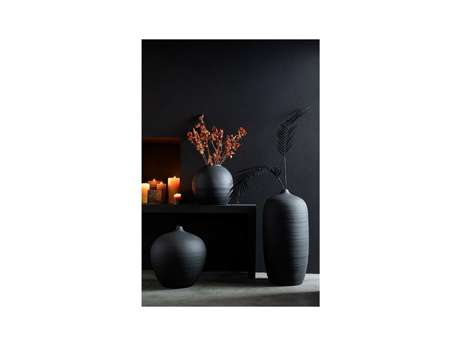 Vase Design en Ciment "Viktor" 58cm Noir