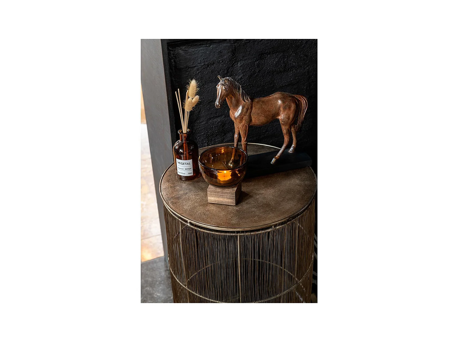 Vase sur Pied Design "Bezu" 12cm Marron