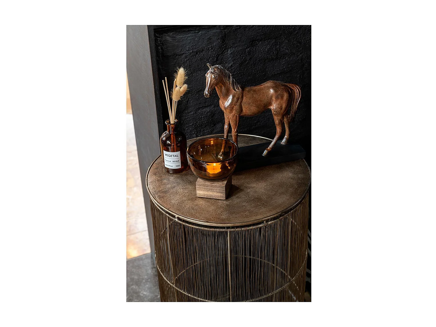 Vase sur Pied Design "Bezu" 12cm Marron