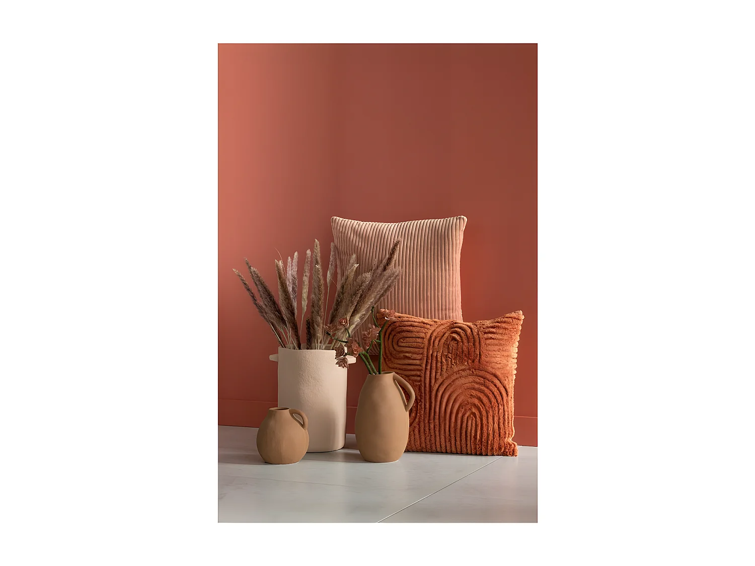 Vase Allongé en Ciment "Gustave" 30cm Marron Clair