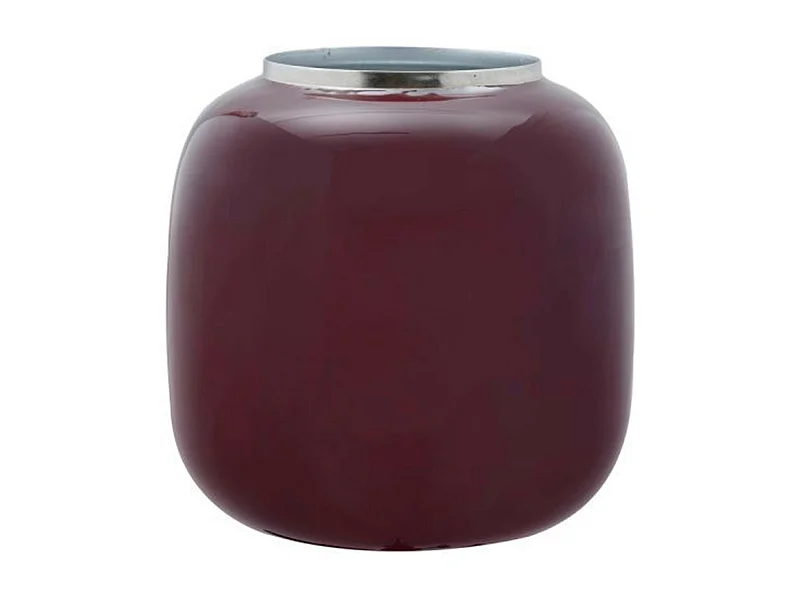 Vase Rond Design "Bynta" 17cm Prune & Argent