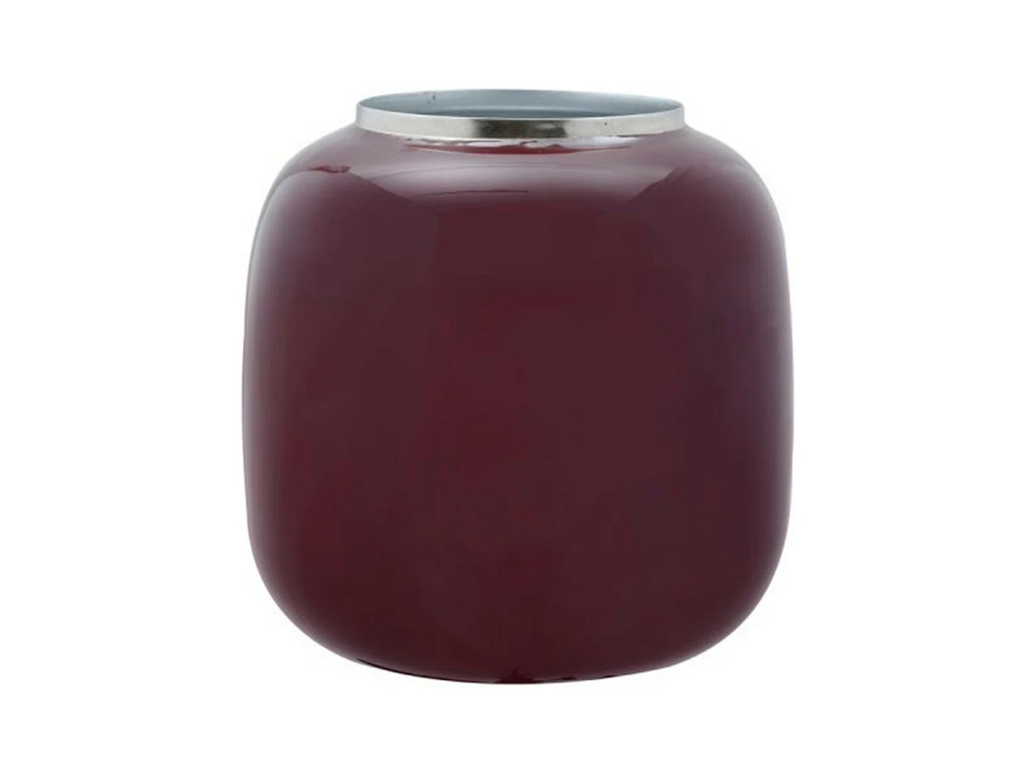 Vase Rond Design "Bynta" 17cm Prune & Argent