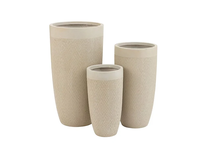 Lot de 3 Vases Ronds Design "Argile" 72cm Beige