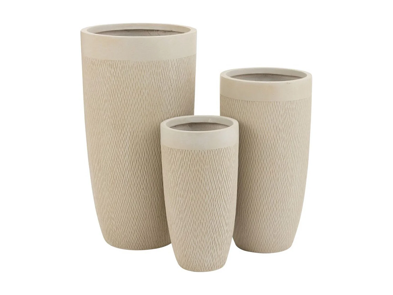 Lot de 3 Vases Ronds Design "Argile" 72cm Beige