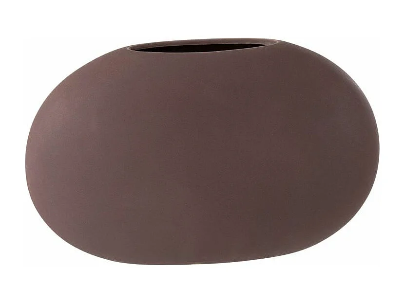 Jarrón ovalado de cerámica color morado oscuro de 27x17x9 cm