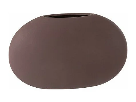 Jarrón ovalado de cerámica color morado oscuro de 27x17x9 cm