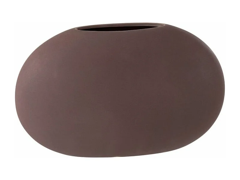 Jarrón ovalado de cerámica color morado oscuro de 27x17x9 cm